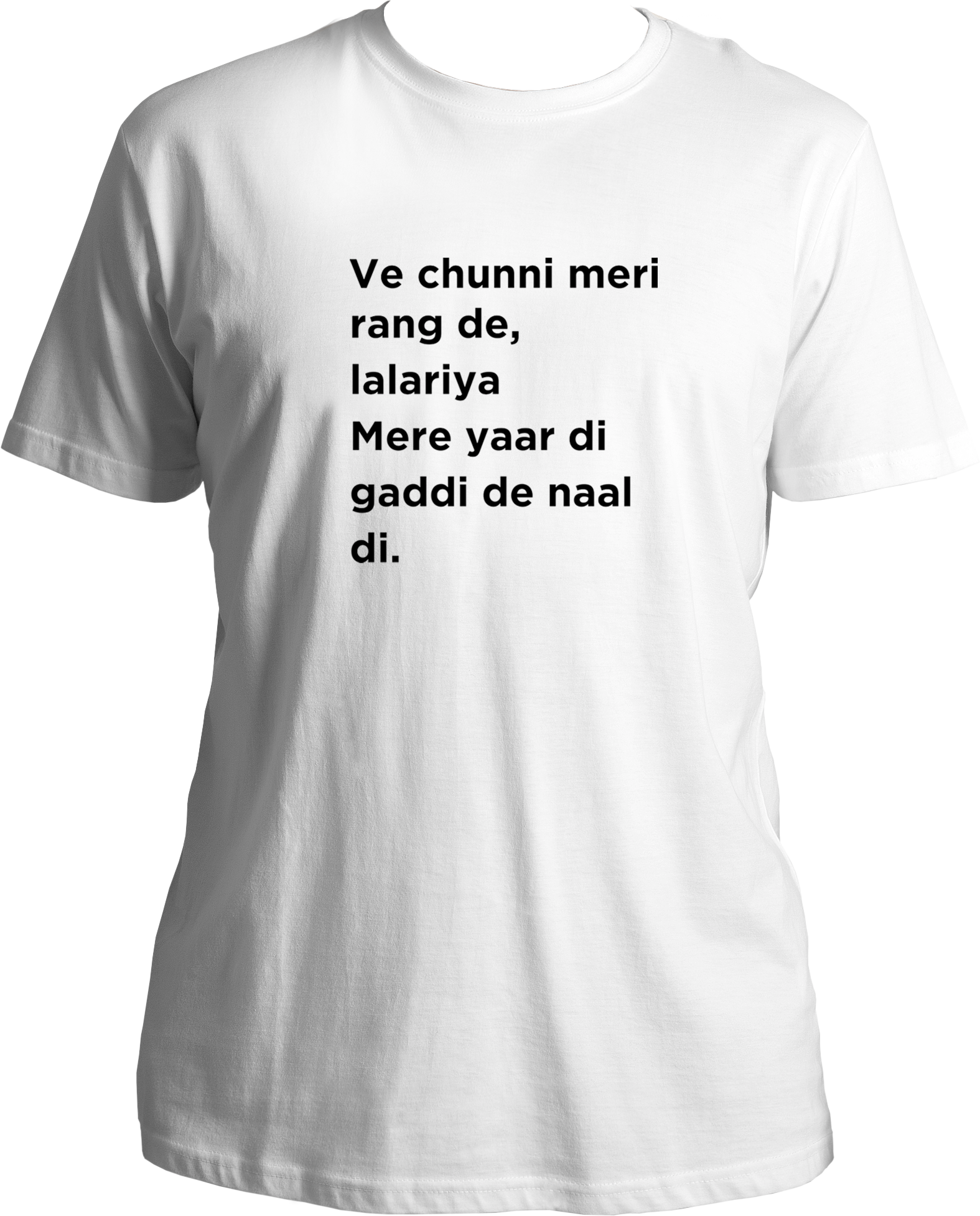 Lalariya Karan Aujla unisex white t-shirt with Punjabi lyric print