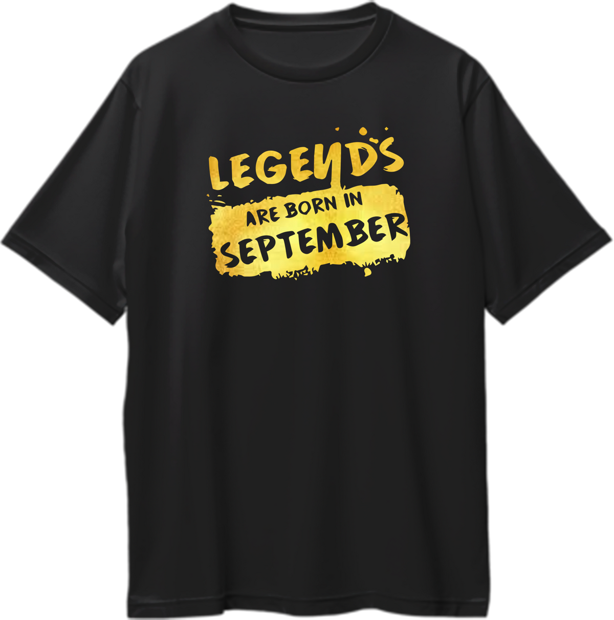 Black Legends Are Born In September Oversized T-Shirt by Garrari with golden reflective-matte September birthday graphic