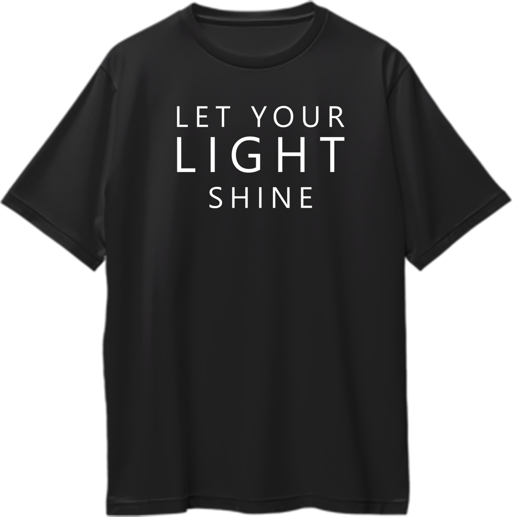 Black Let Your Light Shine Oversized T-Shirt with clean motivational typography by Garrari