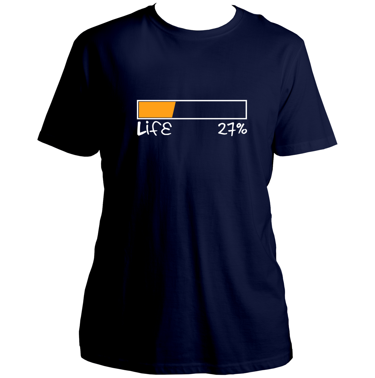 Navy Blue Life 27% Unisex T-Shirt with quirky Life 27 percent graphic by Garrari