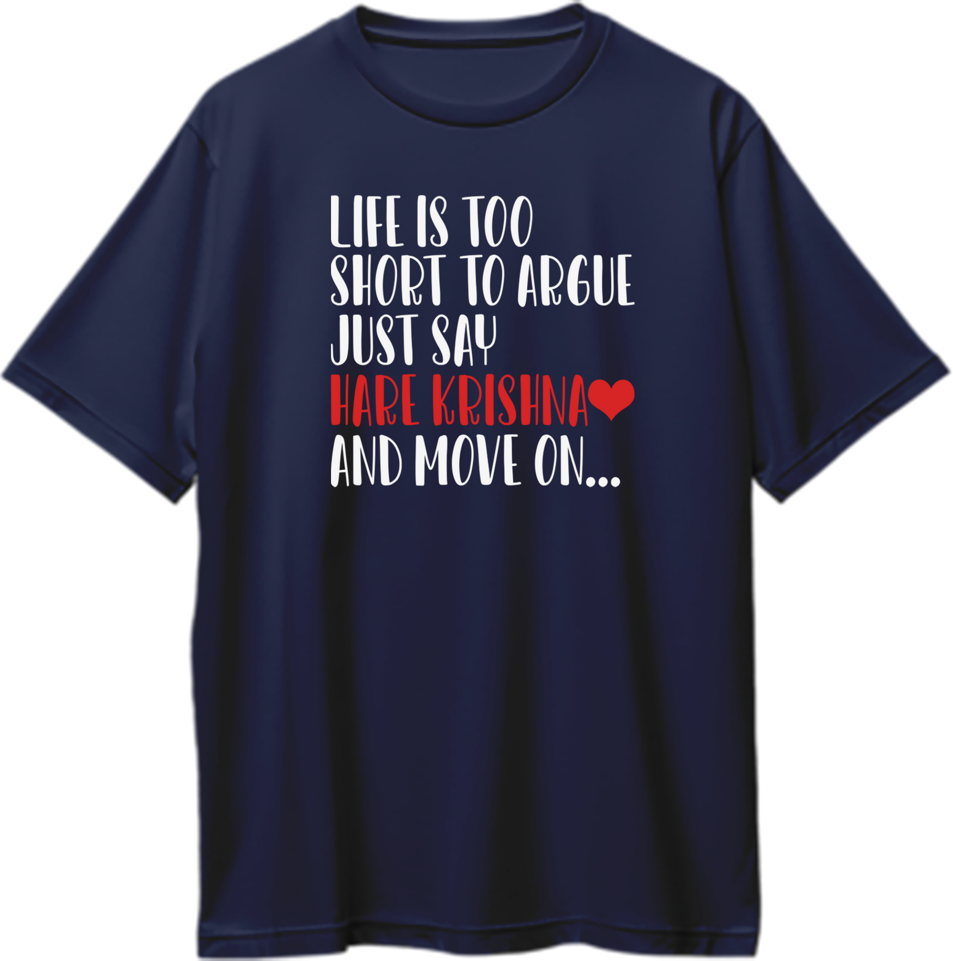 Navy Blue Life Is Too Short To Argue Just Say Hare Krishna oversized T-shirt with devotional quote print