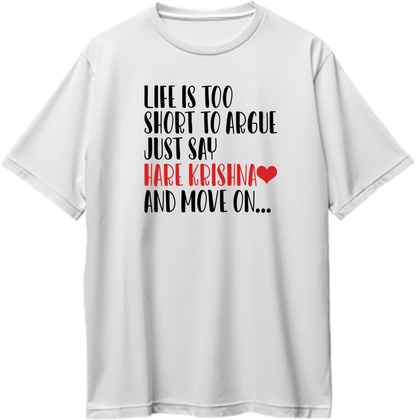 Navy Blue Life Is Too Short To Argue Just Say Hare Krishna oversized T-shirt with devotional quote print