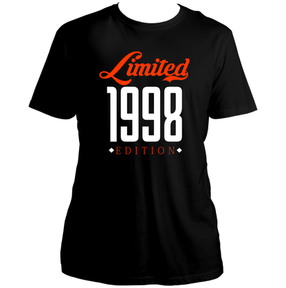 Black Limited 1998 Edition Unisex T-Shirt with vintage-style birth year print by Garrari
