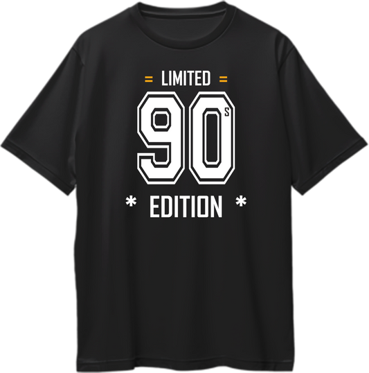 Black Limited 90s Edition Oversized T-Shirt with bold 90s birthday gift typography by Garrari