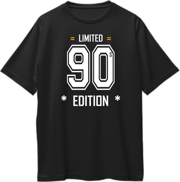 Black Limited 90s Edition Oversized T-Shirt with bold 90s birthday gift typography by Garrari