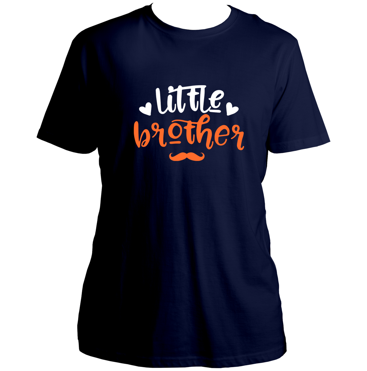 Navy Blue Little Brother Unisex T-Shirt by Garrari with contrast younger brother typography and heart graphic