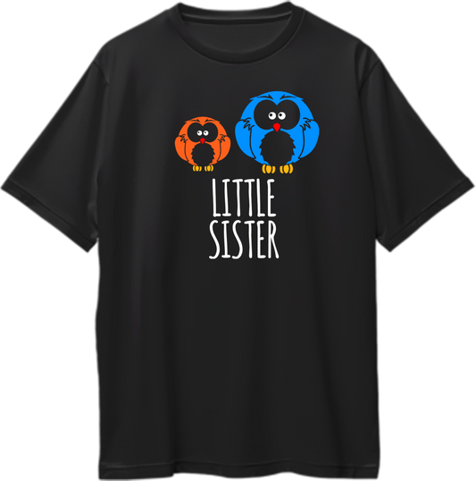 Little Sister Oversized T-Shirt Black – Owl Graphic Front View