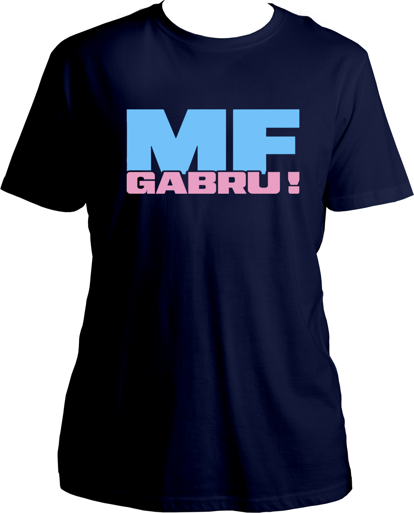 regular-fit T-shirt with bold sky-blue ‘MF’ and pink ‘Gabru!’ typography inspired by Karan Aujla.