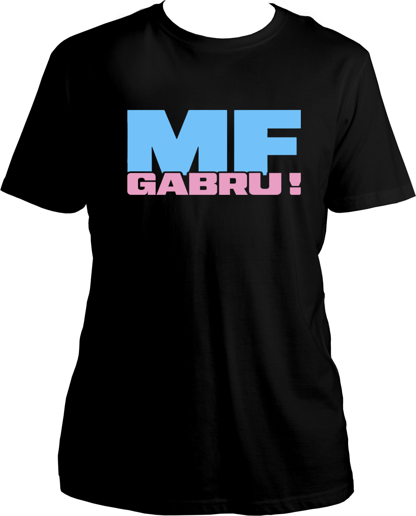 regular-fit T-shirt with bold sky-blue ‘MF’ and pink ‘Gabru!’ typography inspired by Karan Aujla.