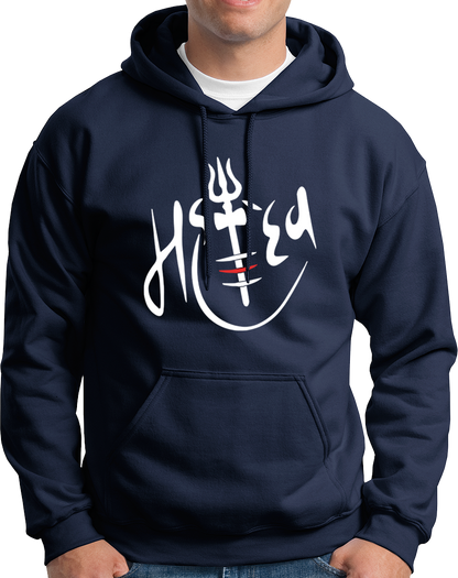 Navy Blue Mahadev hoodie with Mahadev calligraphy design by Garrari