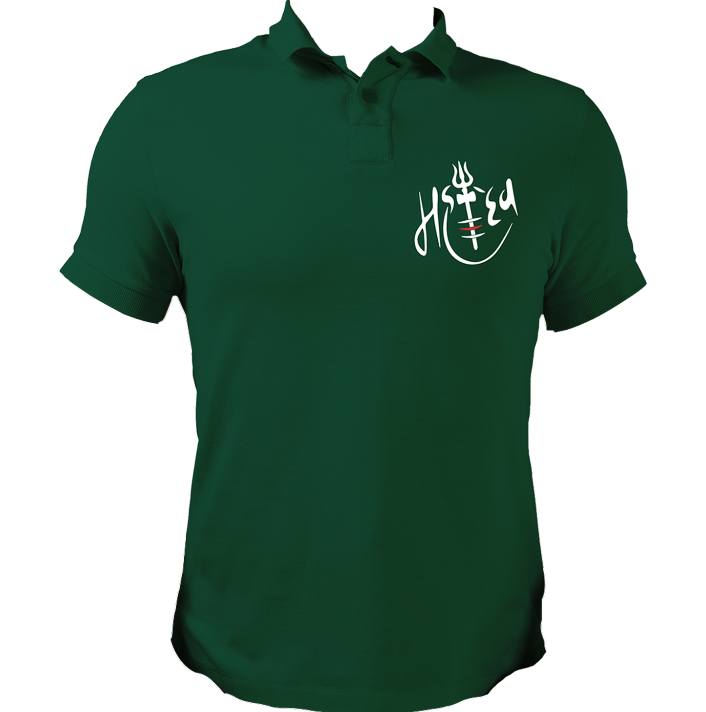 Dark Green Mahadev polo T-shirt with Lord Shiva devotional chest print by Garrari