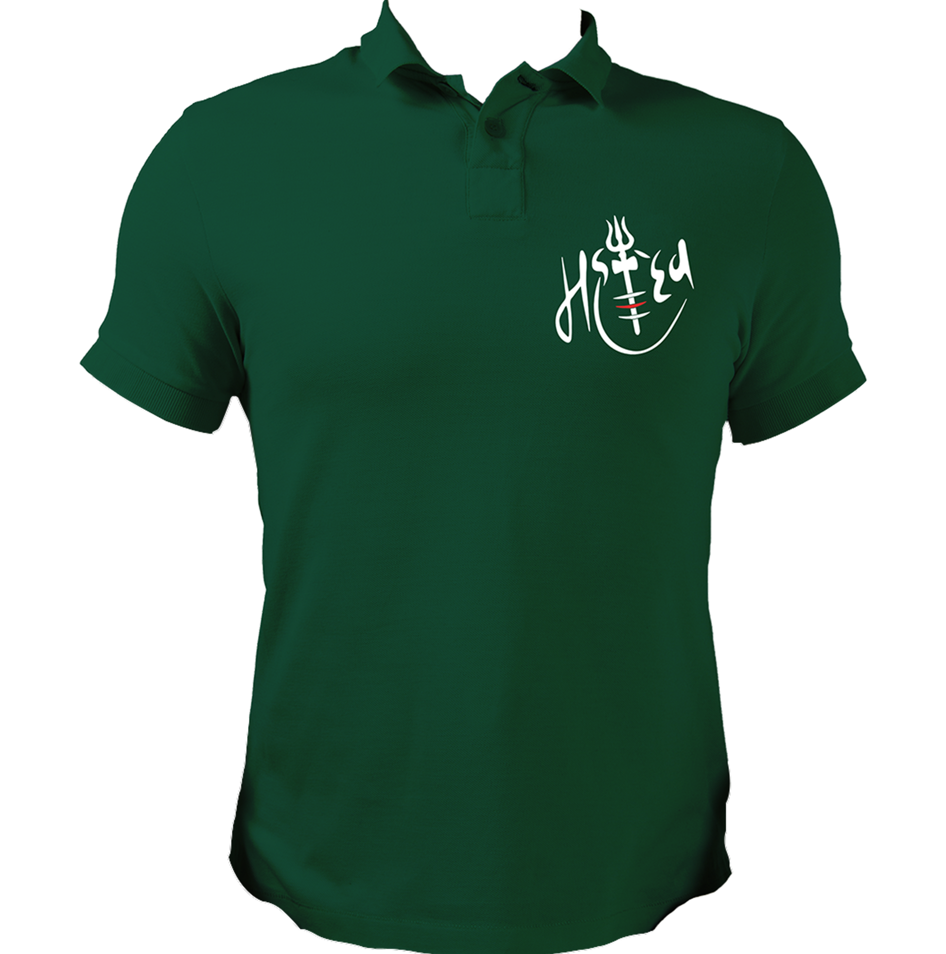 Dark Green Mahadev polo T-shirt with Lord Shiva devotional chest print by Garrari