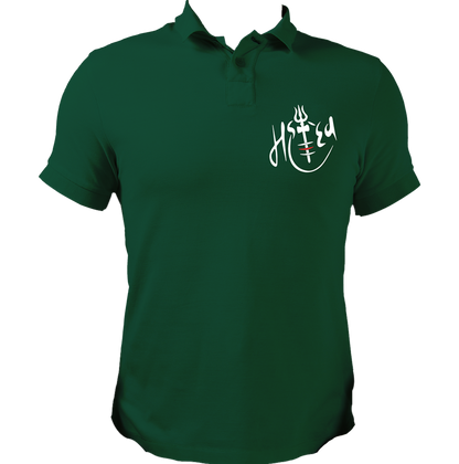 Dark Green Mahadev polo T-shirt with Lord Shiva devotional chest print by Garrari