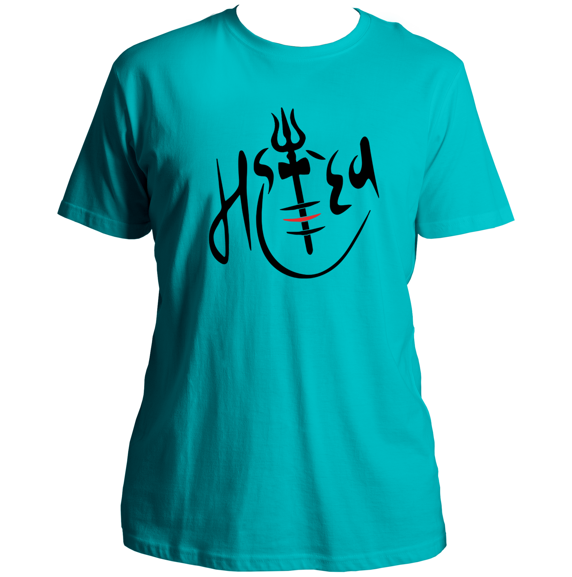 Aqua Blue Mahadev T-shirt with Shiv Ji calligraphy artwork by Garrari
