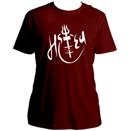 Maroon Mahadev T-shirt with Mahadev calligraphy design by Garrari
