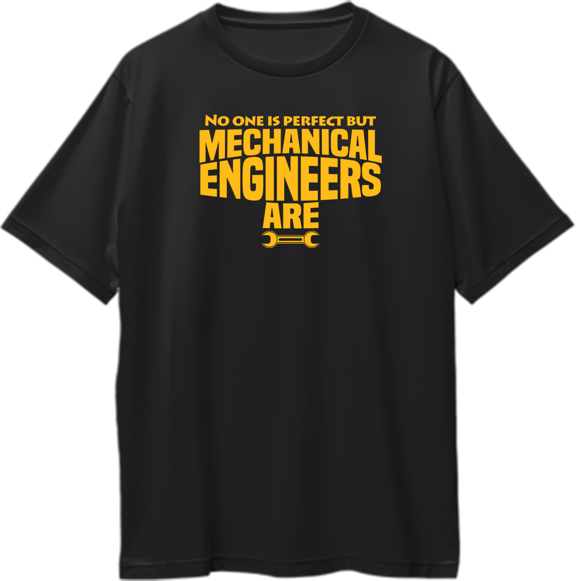 Black Mechanical Engineer Oversized T-Shirt with No One Is Perfect But Mechanical Engineers Are quote and wrench graphic by Garrari