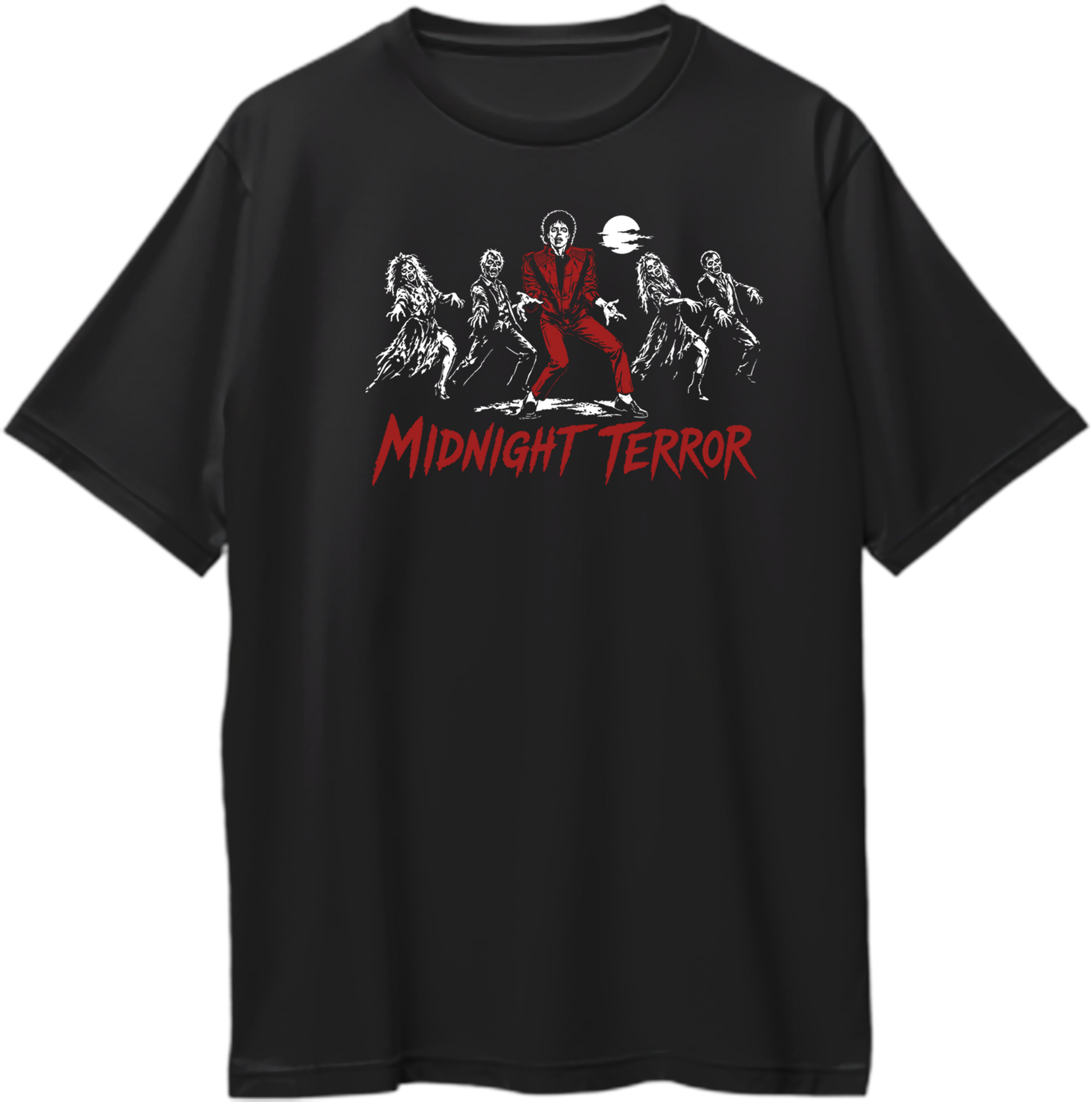midnight terror oversized black t shirt zombie dance horror graphic
