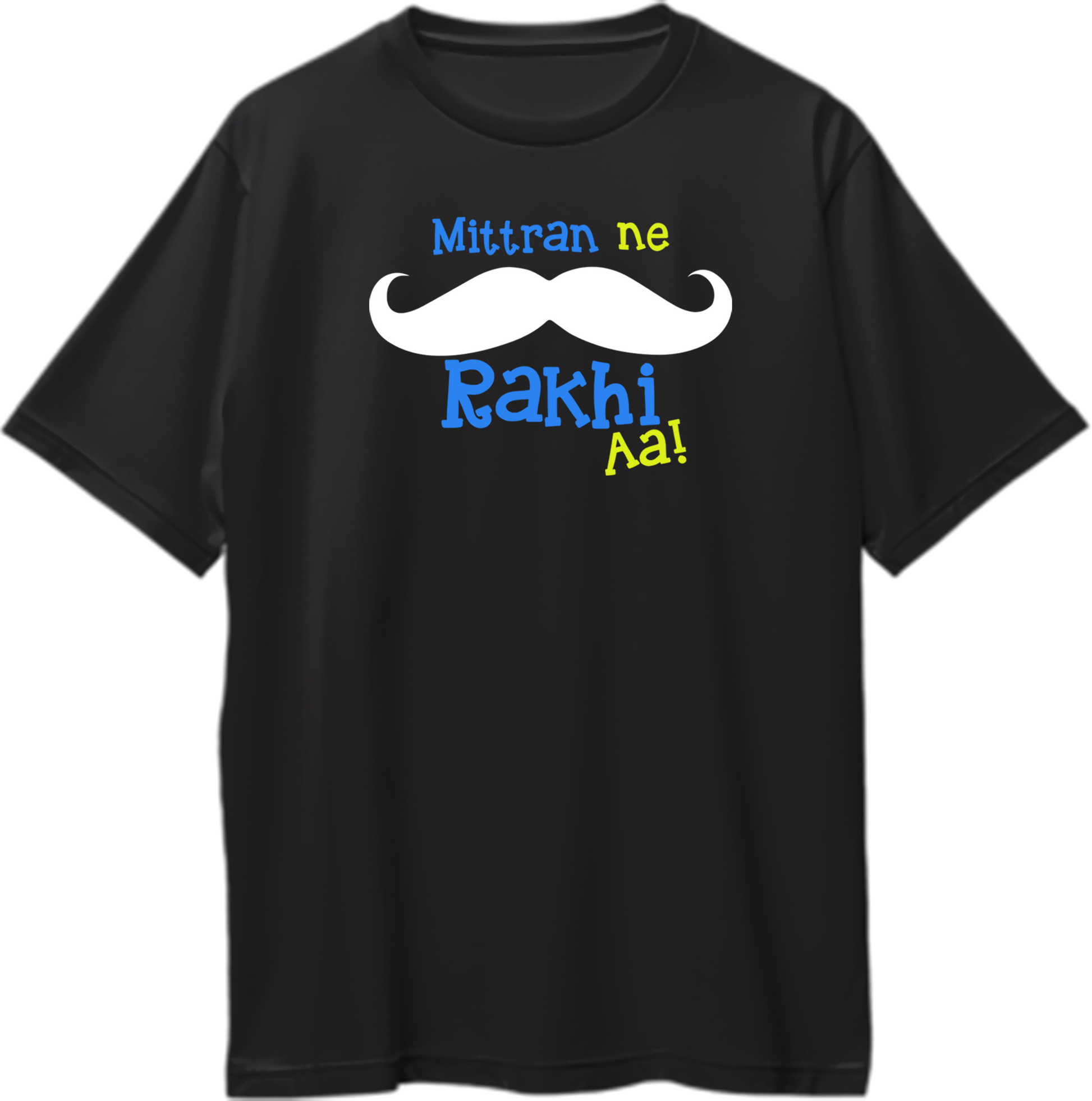 Black Mittran Ne Muchch Rakhi Aa Oversized T-Shirt with Punjabi moustache graphic by Garrari