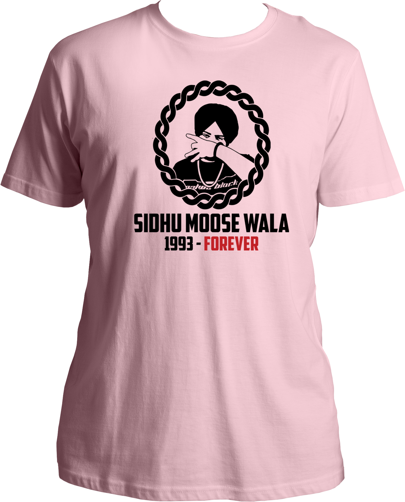 moose wala 1993 forever baby pink regular fit unisex t shirt sidhu fan tribute tee
