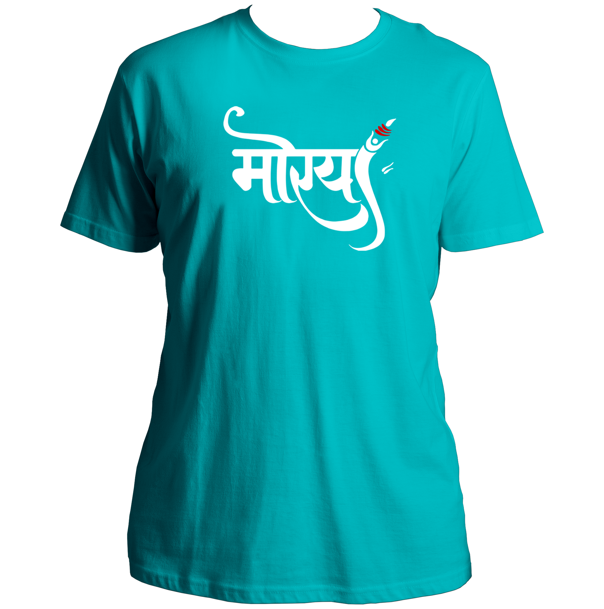 Morya Ganpati aqua blue unisex T-shirt with Hindi मोरया devotional print by Garrari