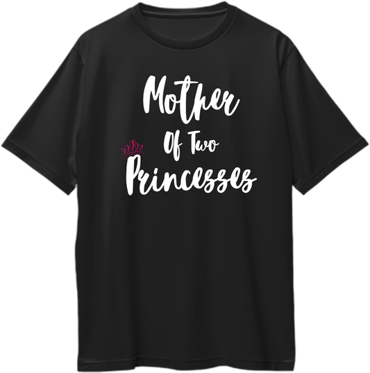 mother of two princesses oversized black t shirt girl mom relaxed fit tee