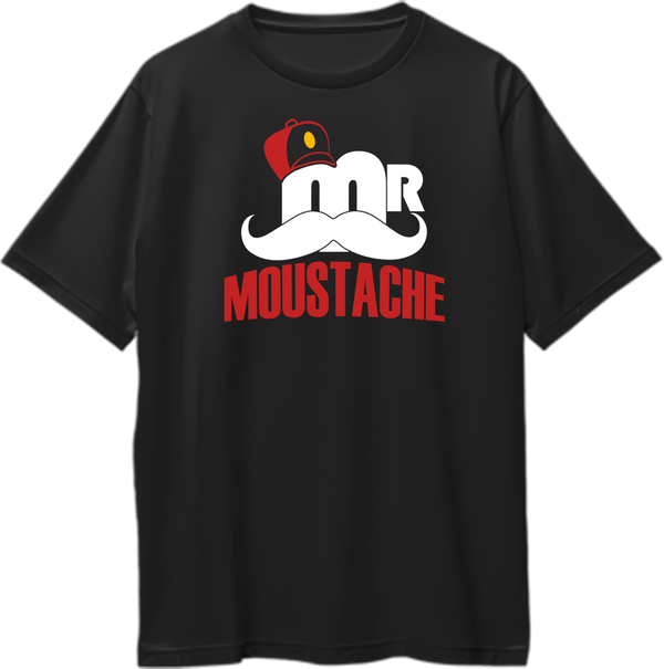 Black Mr. Moustache Oversized T-Shirt with bold moustache graphic by Garrari