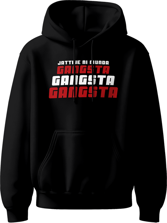 Munda Gangsta Karan Aujla hoodie inspired by the hit song GANGSTA, featuring bold typography and iconic lyrics for Punjabi music fans.