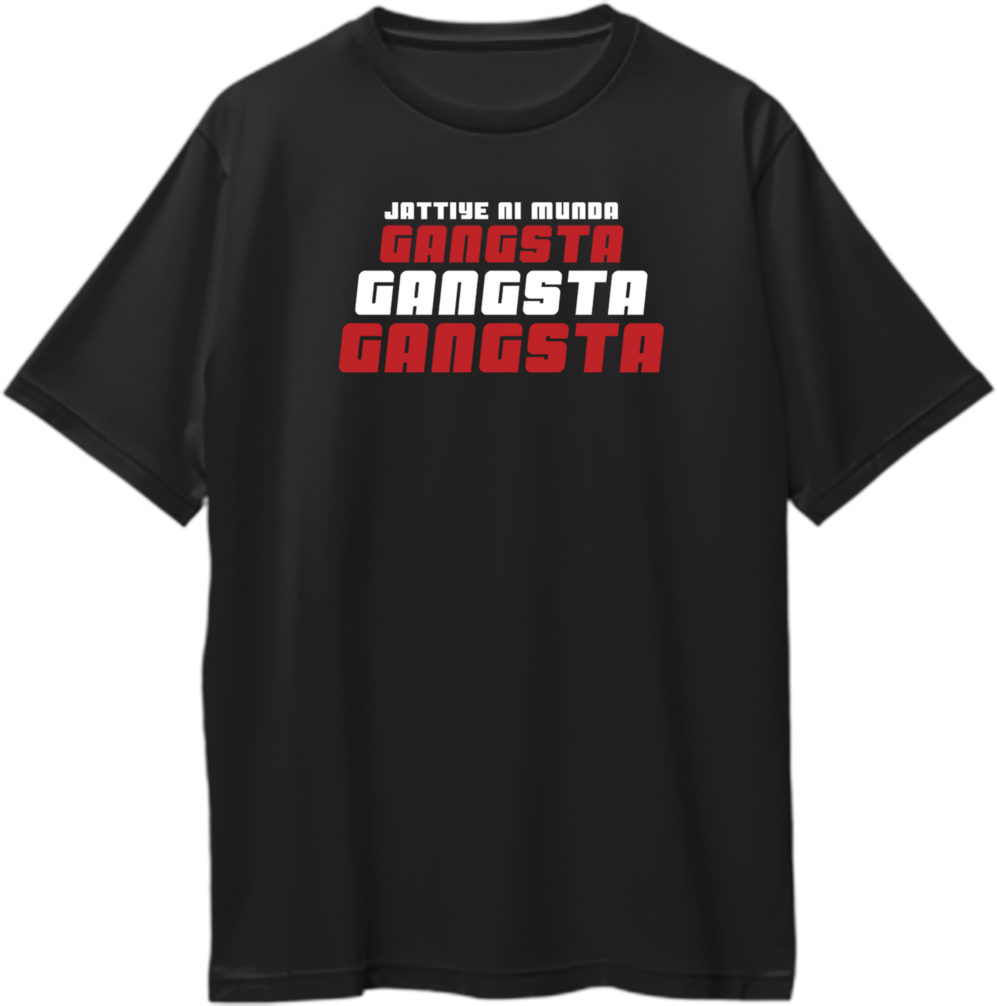 Oversized unisex Munda Gangsta T-Shirt featuring bold Punjabi lyrics inspired by Karan Aujla’s track Gangsta.