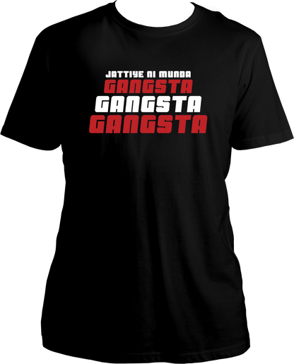 Munda Gangsta Karan Aujla T-Shirt with bold lyrics from the hit Punjabi song Gangsta.
