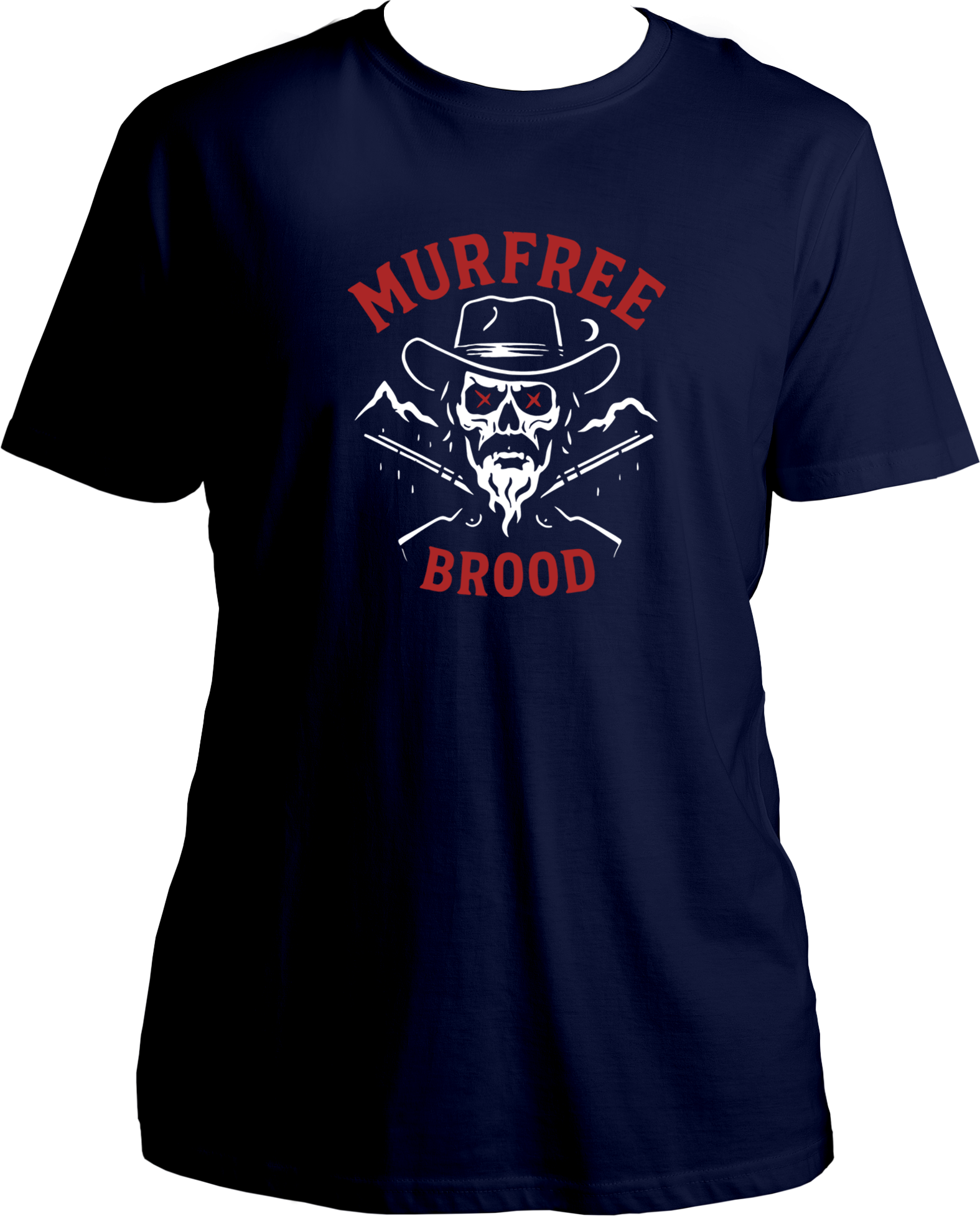 unisex regular-fit t-shirt with skull outlaw and red text “Murfree Brood,” inspired by Red Dead Redemption 2 – Garrari Brand.