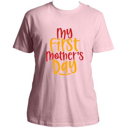 Baby Pink My First Mother’s Day Unisex T-Shirt by Garrari for a new mom celebrating her first Mother’s Day