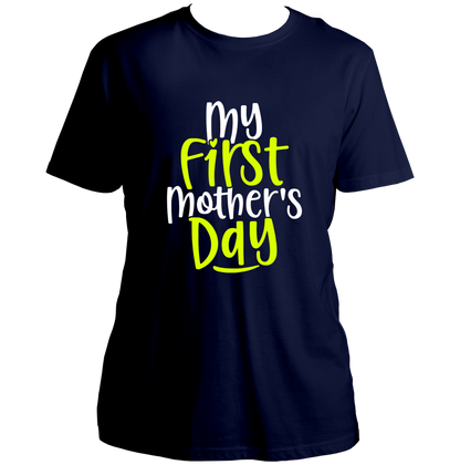 Navy Blue My First Mother’s Day Unisex T-Shirt by Garrari for first Mother’s Day celebration
