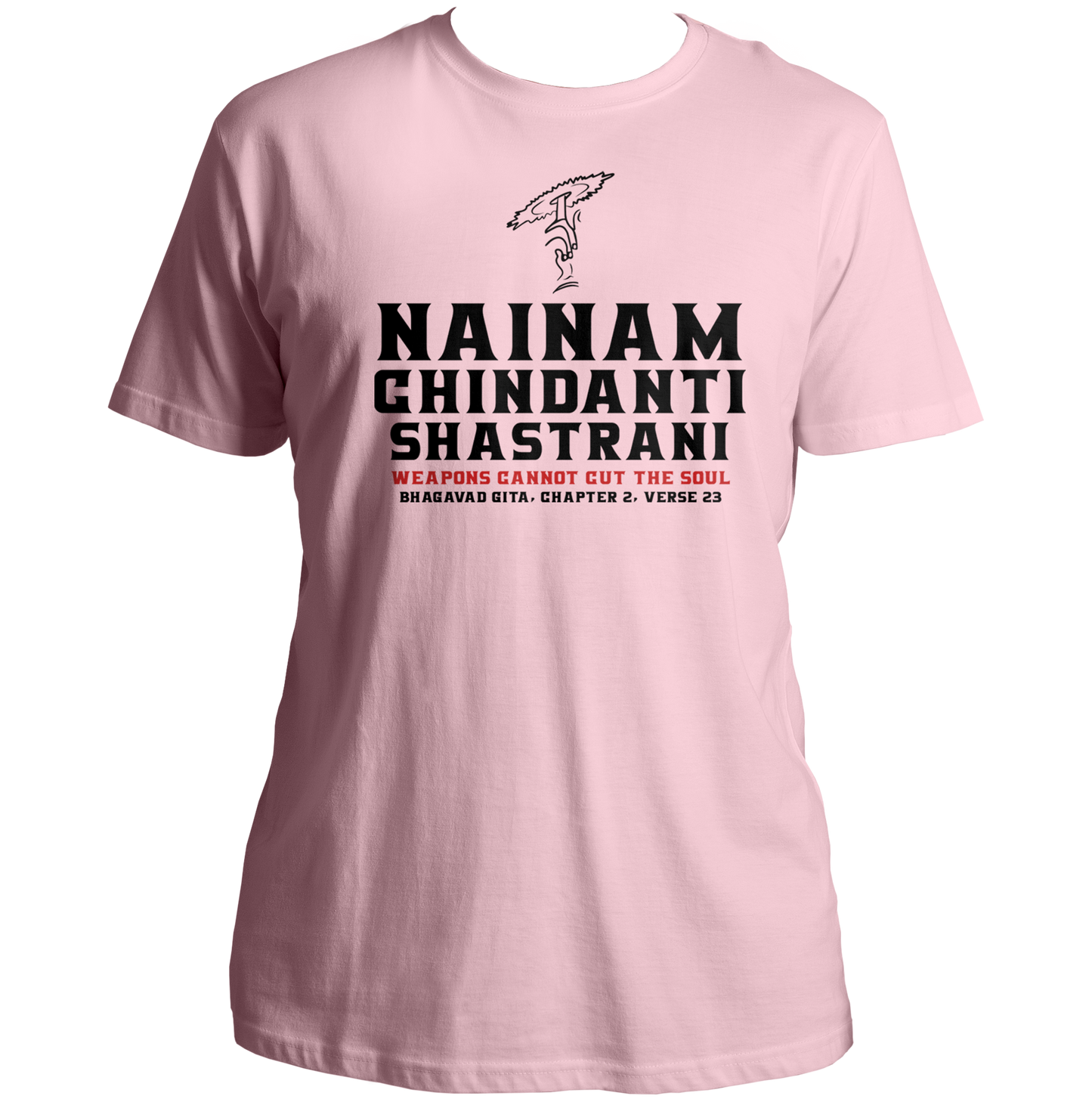 Baby Pink Nainam Chindanti Shastrani T-shirt with Bhagavad Gita Chapter 2 Verse 23 print