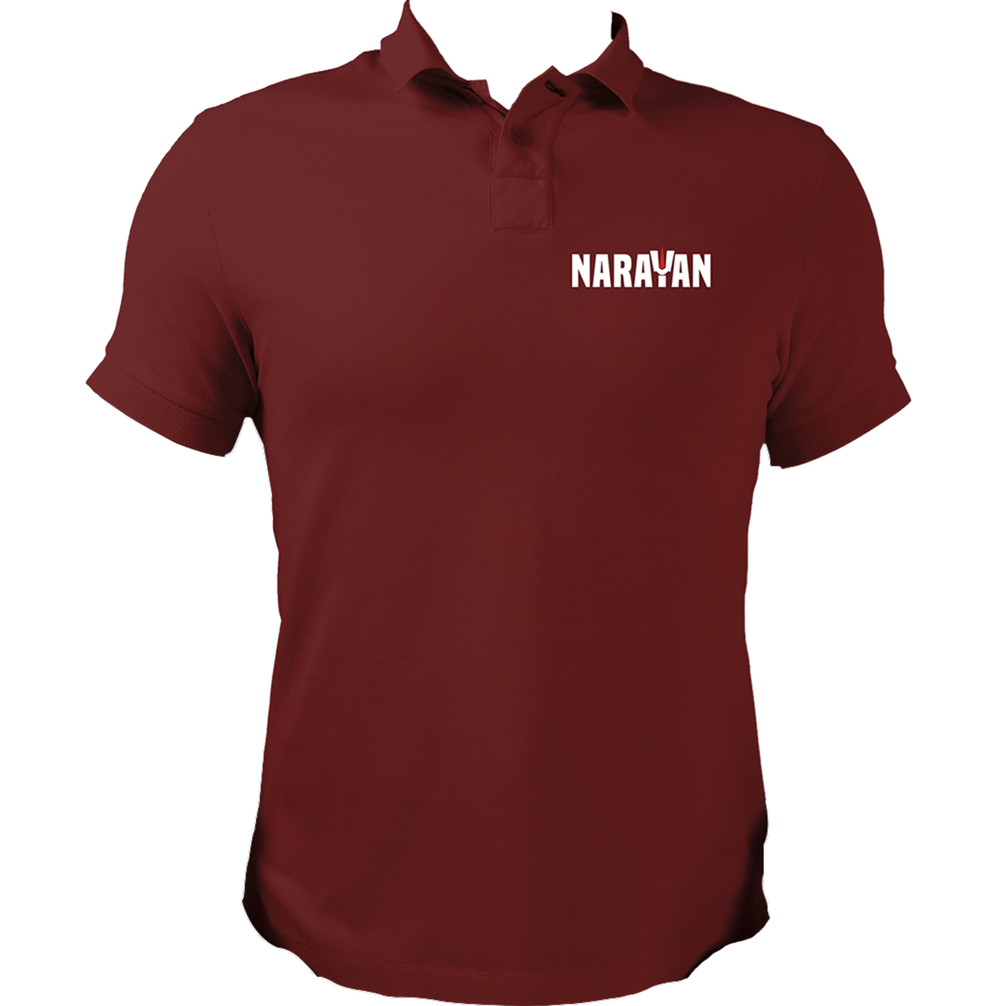Maroon Narayan polo T-shirt with Vishnu Ji inspired chest design by Garrari