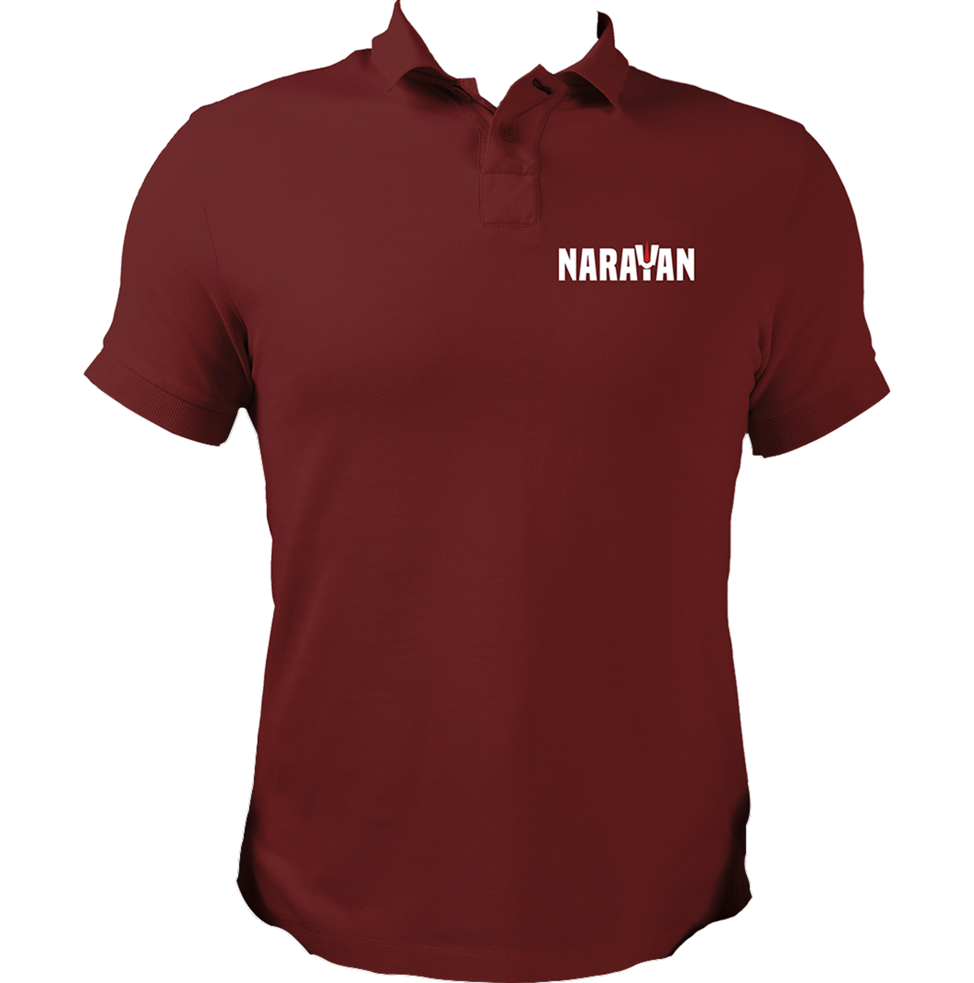 Maroon Narayan polo T-shirt with Vishnu Ji inspired chest design by Garrari
