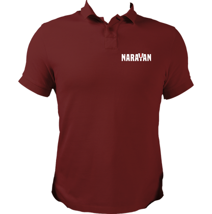 Maroon Narayan polo T-shirt with Vishnu Ji inspired chest design by Garrari
