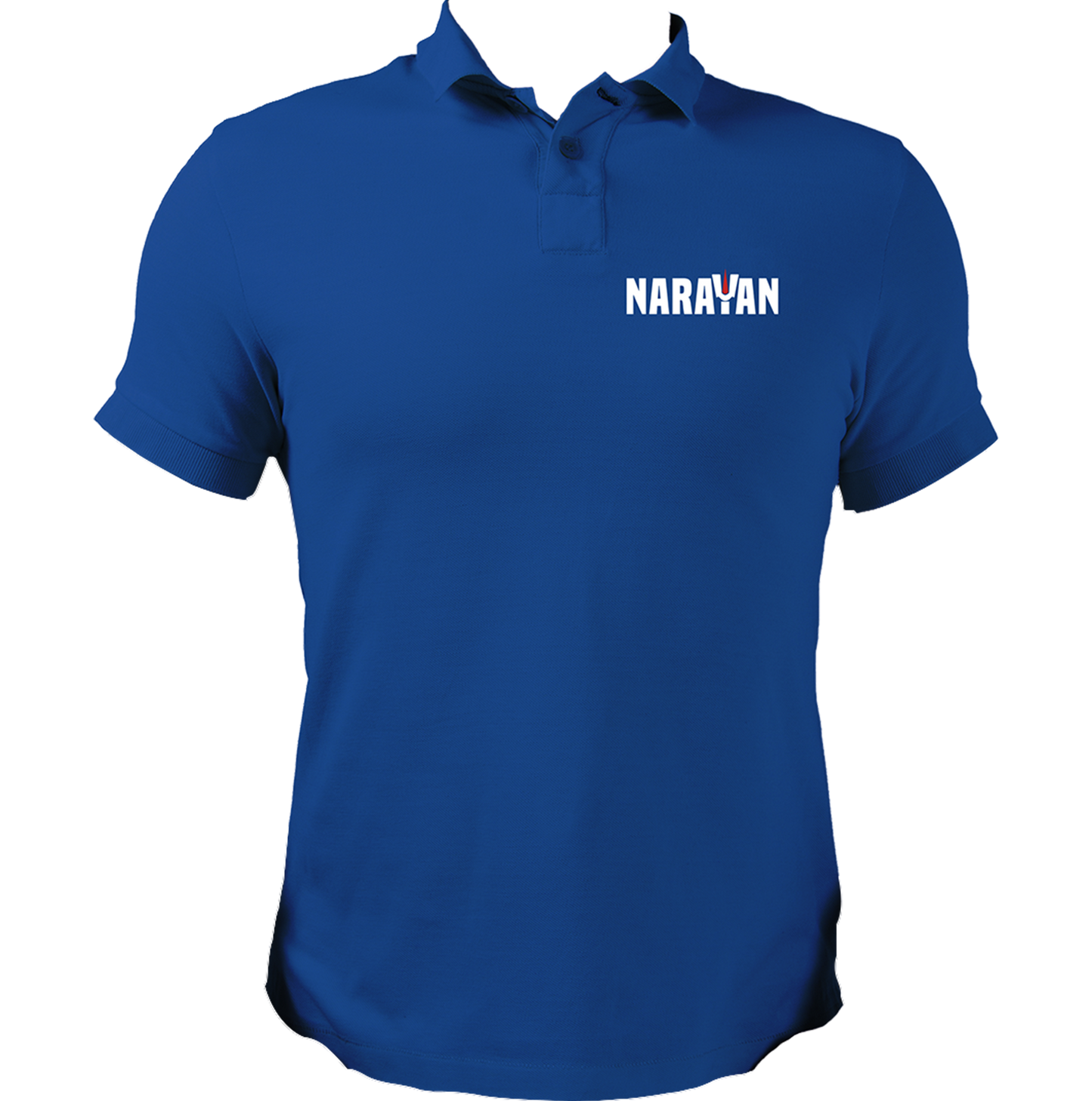Royal Blue Narayan polo T-shirt with Vaishnav tilak chest print by Garrari