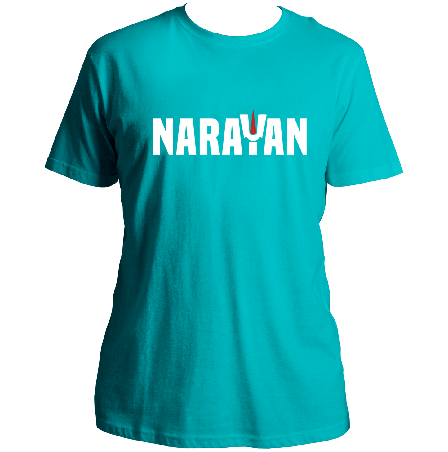 Aqua Blue Narayan T-shirt with Bhagwan Vishnu devotional typography by Garrari