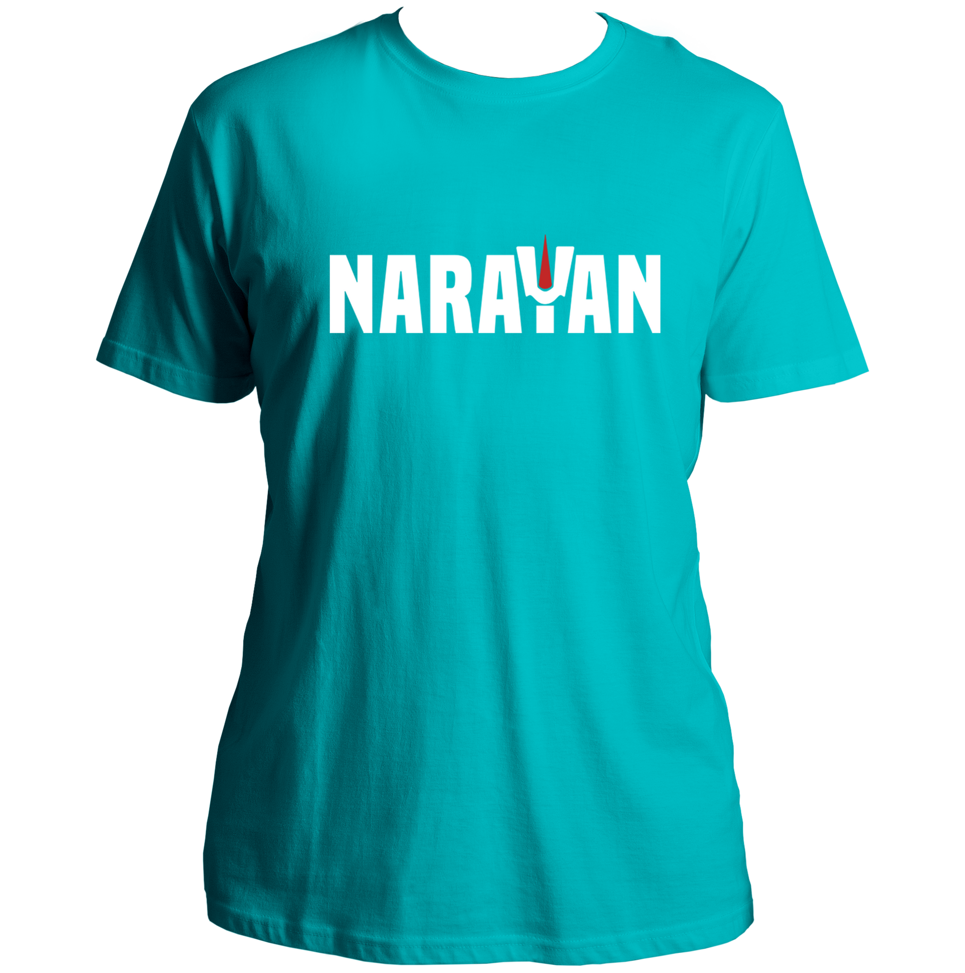 Aqua Blue Narayan T-shirt with Bhagwan Vishnu devotional typography by Garrari