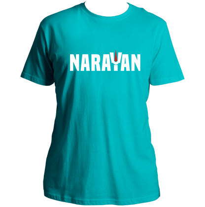 Aqua Blue Narayan T-shirt with Bhagwan Vishnu devotional typography by Garrari