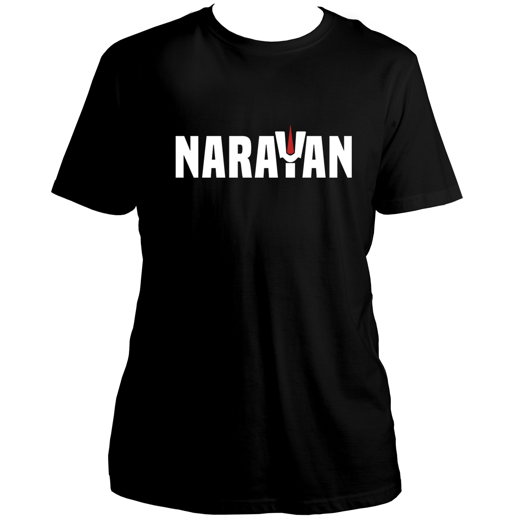 Black Narayan T-shirt with Vaishnav tilak-inspired design by Garrari