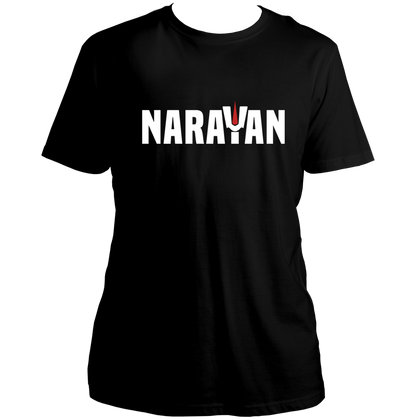 Black Narayan T-shirt with Vaishnav tilak-inspired design by Garrari