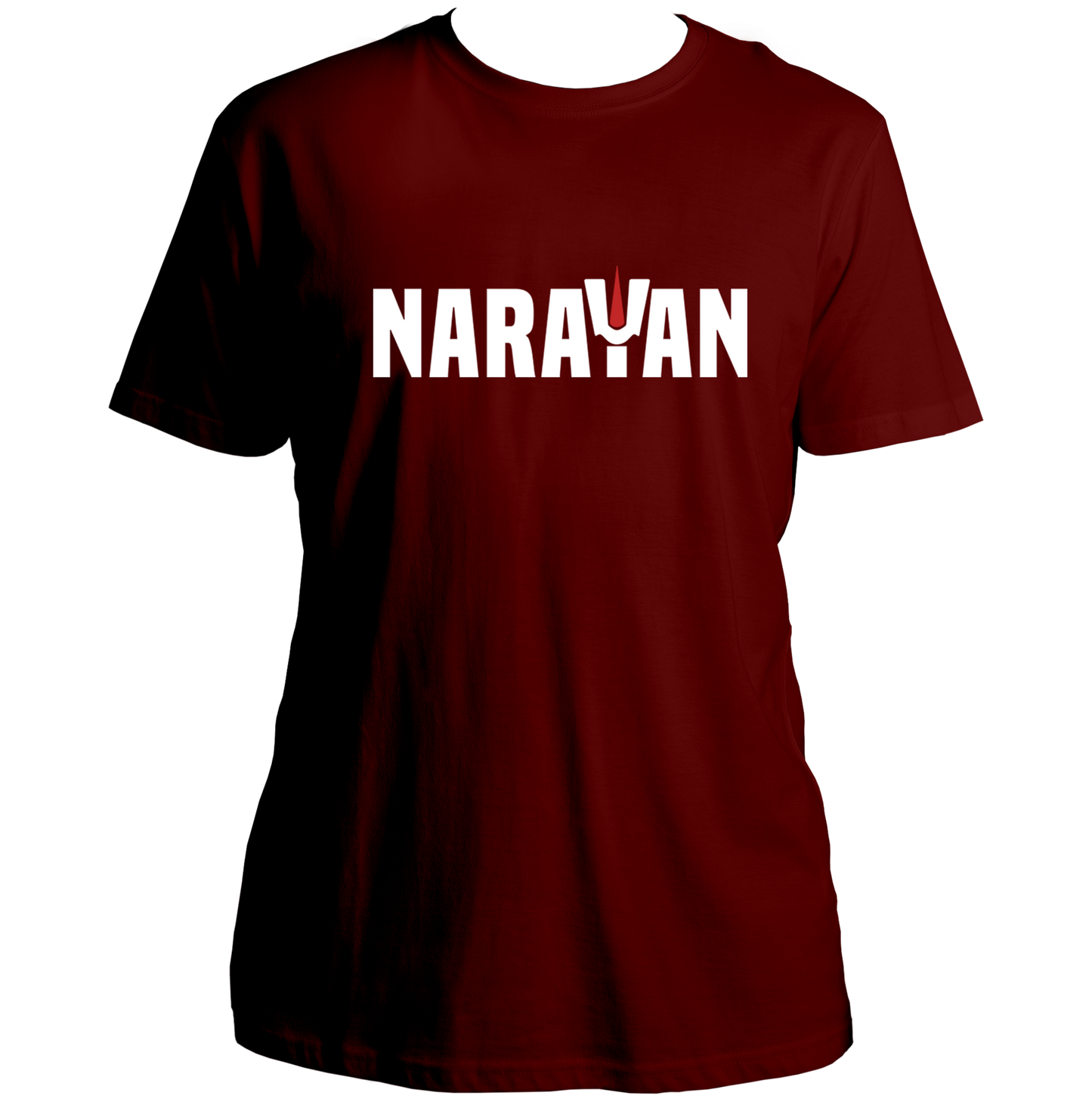 Maroon Narayan T-shirt with Narayan devotional print by Garrari