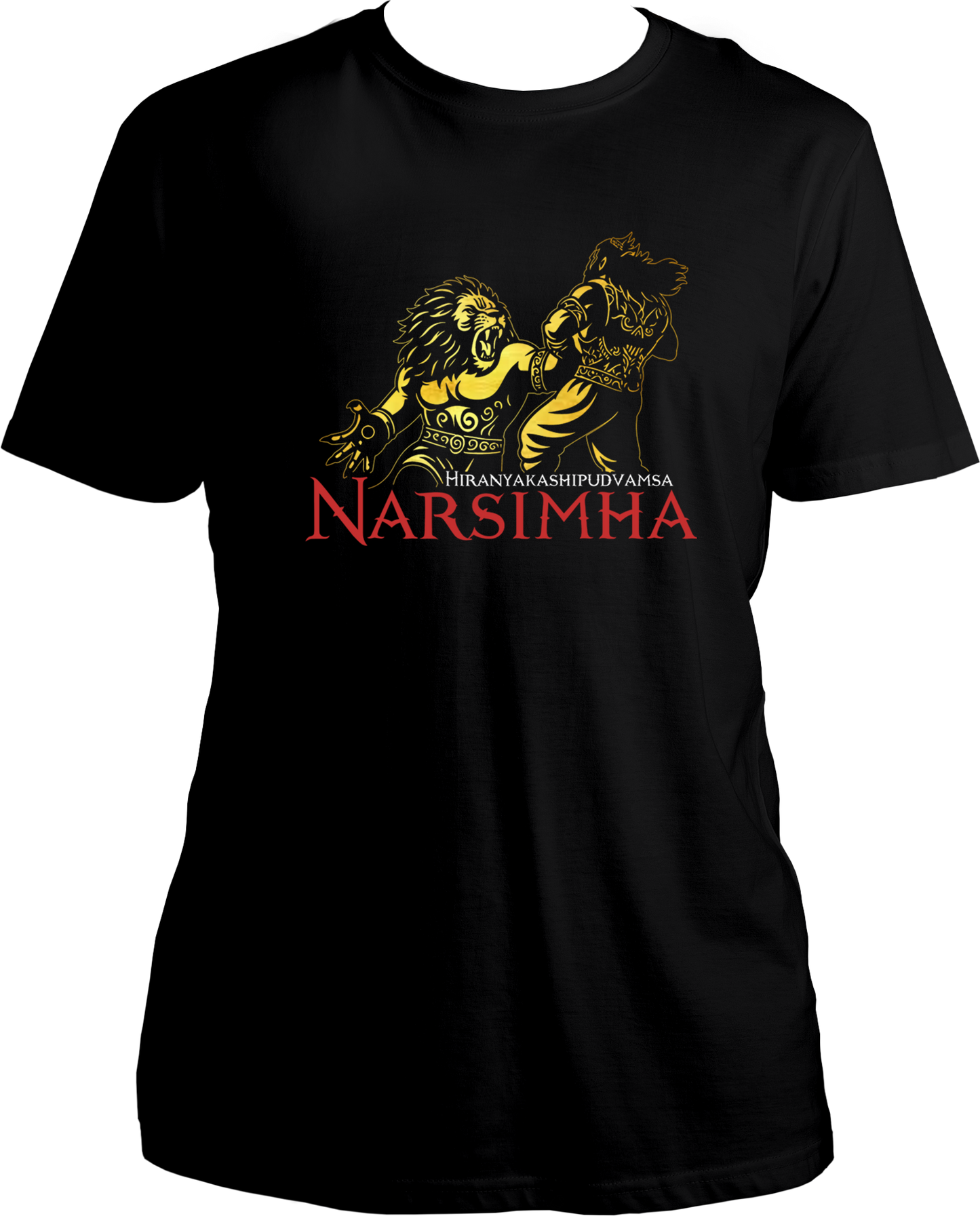 Narasimha Unisex T-Shirt with golden reflective print – devotional design