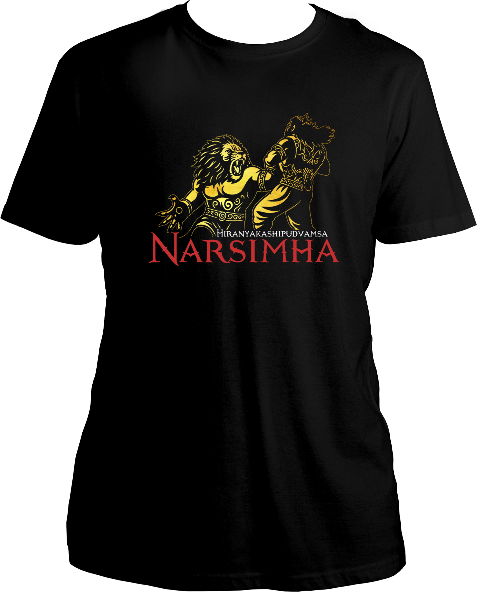 Narasimha Unisex T-Shirt with golden reflective print – devotional design