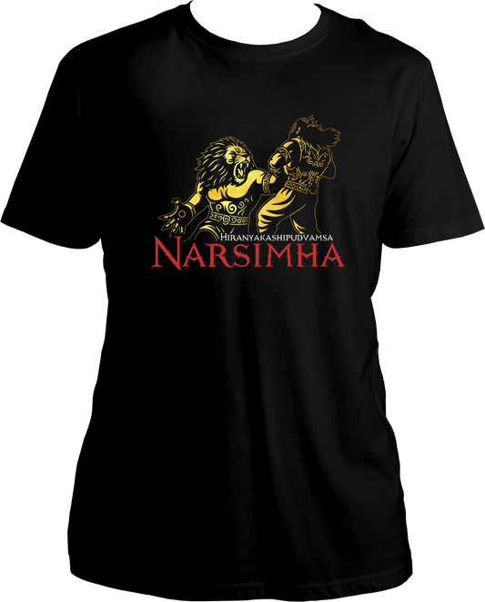 Narasimha Unisex T-Shirt with golden reflective print – devotional design