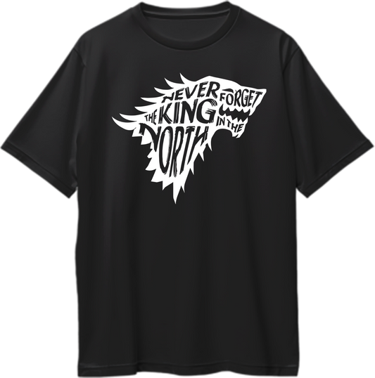 King In The North oversized unisex t-shirt inspired by Game of Thrones and House of the Dragon.