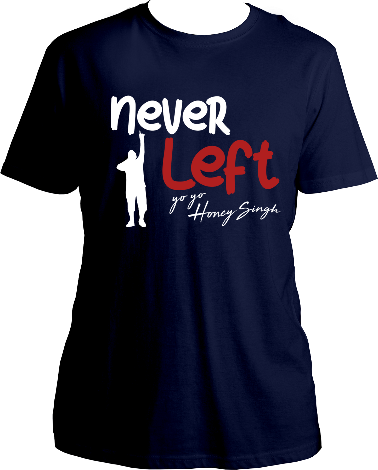 Never Left Honey Singh Unisex T-Shirt – Hip-hop fan merch inspired by the comeback & legacy of Yo Yo Honey Singh. Available now on Garrari.com!