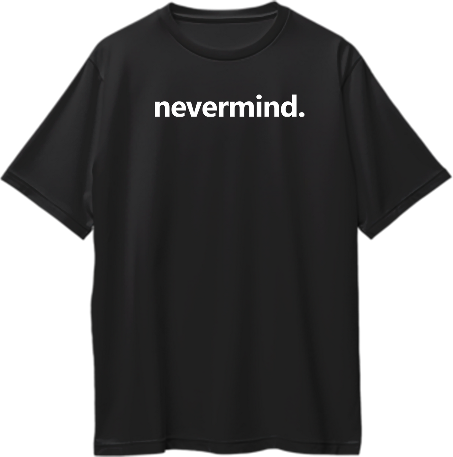 Black Nevermind Oversized T-Shirt with white minimal text print by Garrari