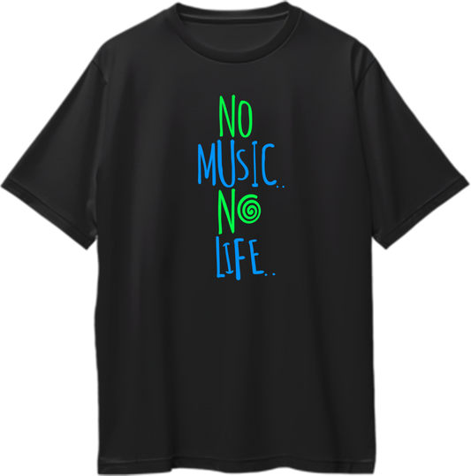Front view of No Music No Life Oversized Unisex T-Shirt featuring bold graphic print.